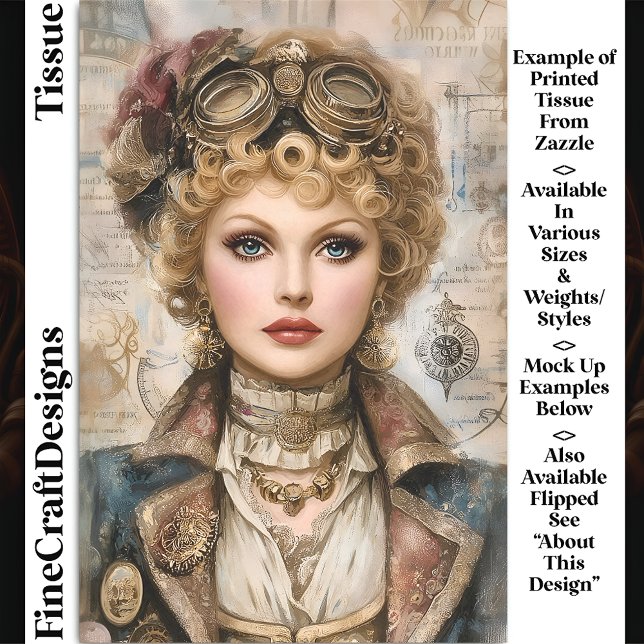 Papier Mousseline Cheveux bouclés Steampunk Femme Collage DM1L Decou (Créateur téléchargé)