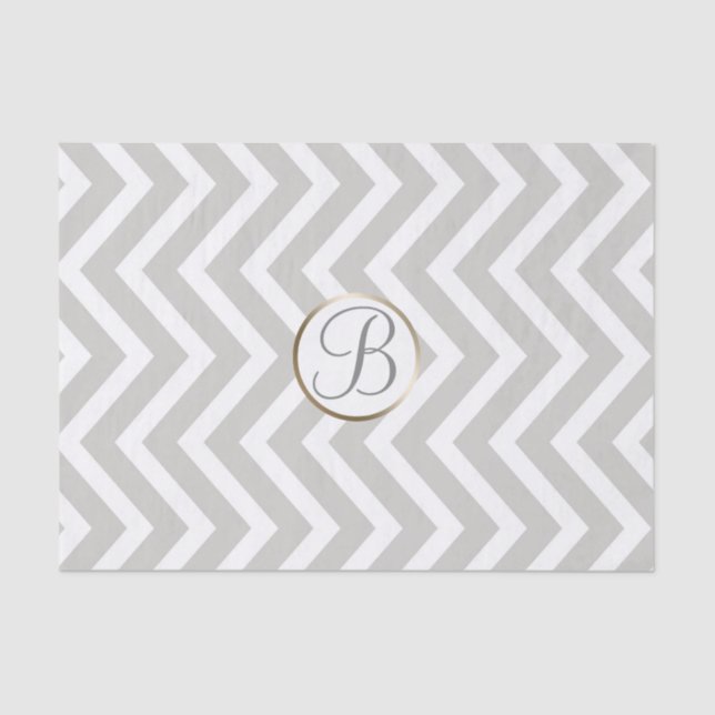 Papier Mousseline Chevron blanc gris Imprimer Lettre monographique i (Recto)