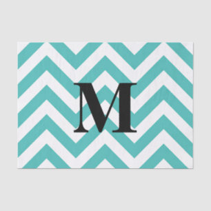 Papier Mousseline Chevron bleu avec monogramme