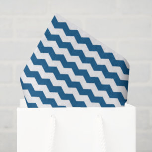 Papier Mousseline Chevron Bleu Et Blanc