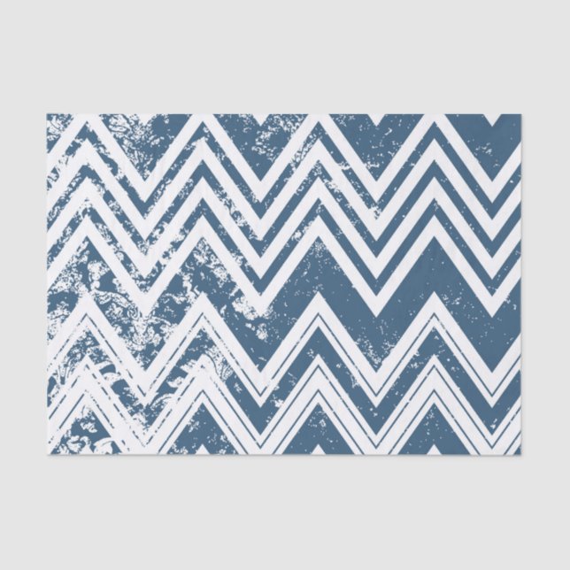 Papier Mousseline Chevron bleu et blanc Grunge (Recto)