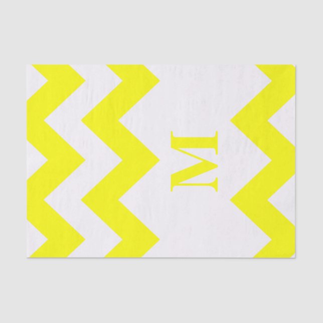 Papier Mousseline Chevron jaune gras avec monogramme (Recto)