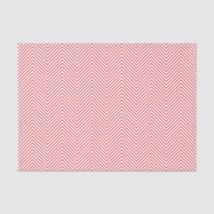 Papier Mousseline Chevron Line Tissue Paper - Rouge sur blanc