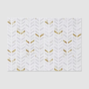 Papier Mousseline Chevron moderne Elégant Or Blanc Gris Peint