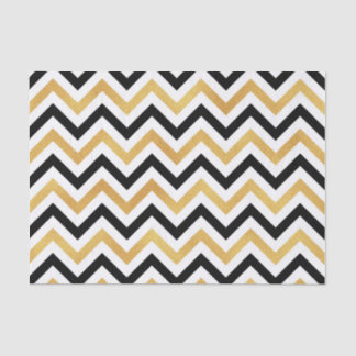 Papier Mousseline Chevron noir et or