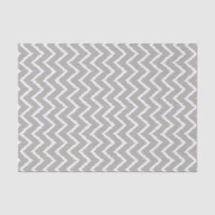 Papier Mousseline Chevrons d'Ikat - gris argenté et blanc