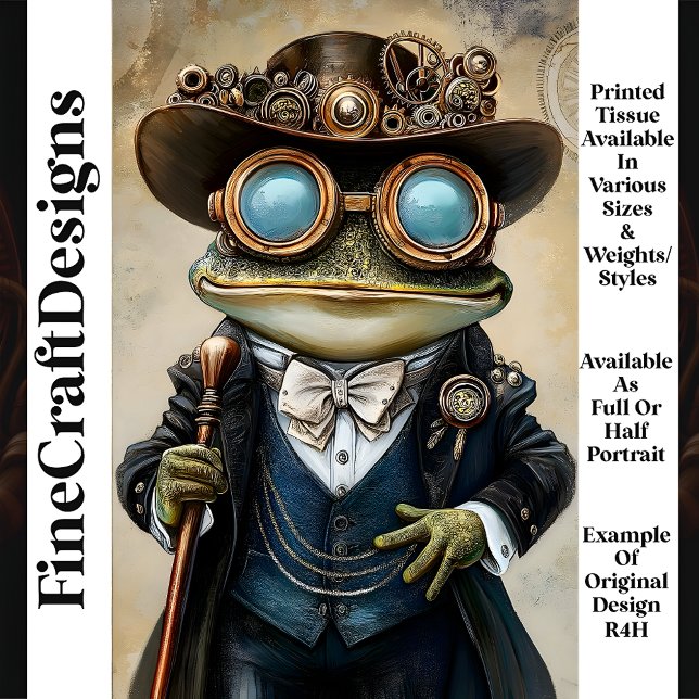 Papier Mousseline Chic Anthropomorphique Steampunk Frog R4H Découpag (Créateur téléchargé)