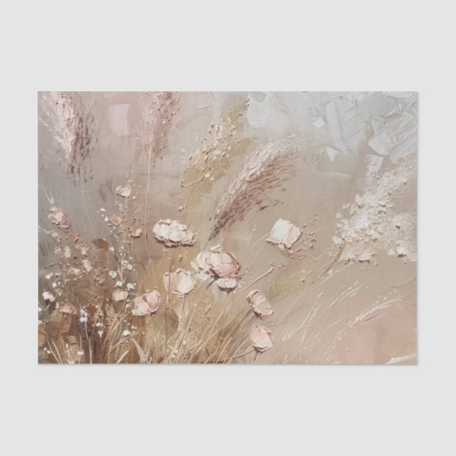 Papier Mousseline Chic Beige Rose Bohème Floral  (Recto)