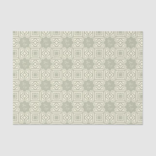 Papier Mousseline Chic Beige Sage Vert Tige Custom Business Logo (Recto)