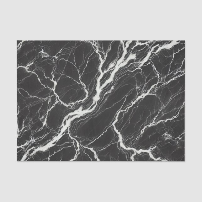 Papier Mousseline Chic Black & Marbre blanc Look Glamor (Recto)