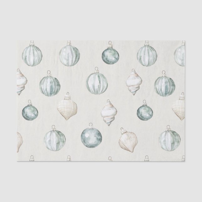Papier Mousseline Chic Blue Cream Beach Océan Noël (Recto)