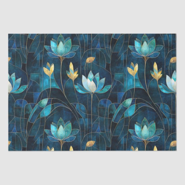 Papier Mousseline Chic chrysanthème turquoise (Recto)