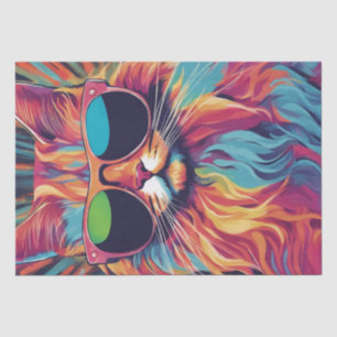 Papier Mousseline Chic de chat : Pop Art Coloré Chat en Lunettes de