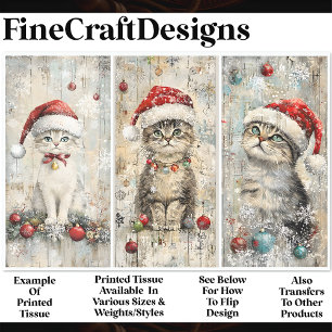 Papier Mousseline Chic Dépenaillé Mignons Chats Chatons Noël AM5 Déc