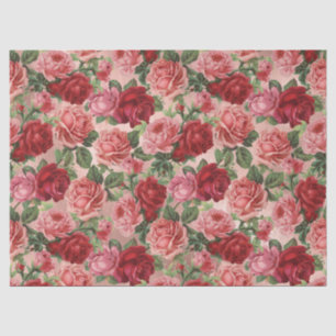 Papier Mousseline Chic Elegant Vintage Rose Rouge Roses Floral