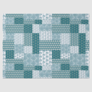 Papier Mousseline Chic ethnique Faux Patchwork Motif, Turquoise et b