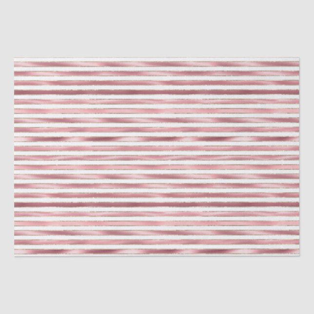 Papier Mousseline Chic Glam rose rayures blanches (Recto)