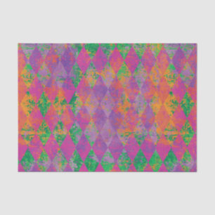Papier Mousseline Chic Mardi Gras violet Motif Arlequin Gold Arlequi