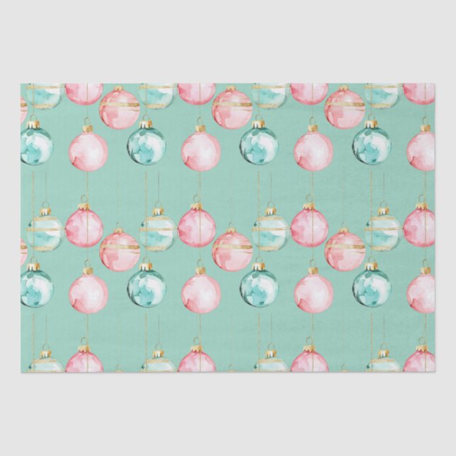 Papier Mousseline Chic Mint rose or ornements de Noël (Recto)