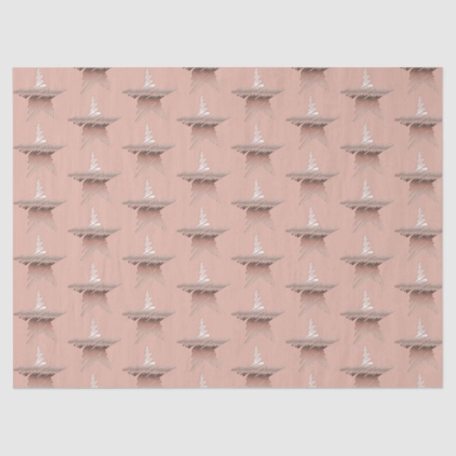 Papier Mousseline Chic Noël métal rose or étoile châtaigne (Recto)