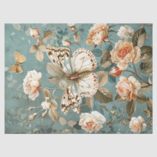 Papier Mousseline Chic papillon blanc Shabby et rose roux