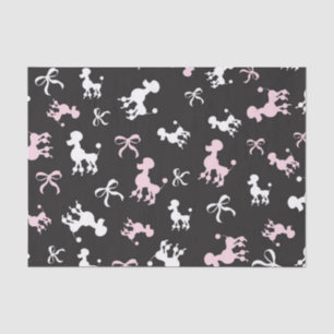 Papier Mousseline Chic Poodles rose et noir