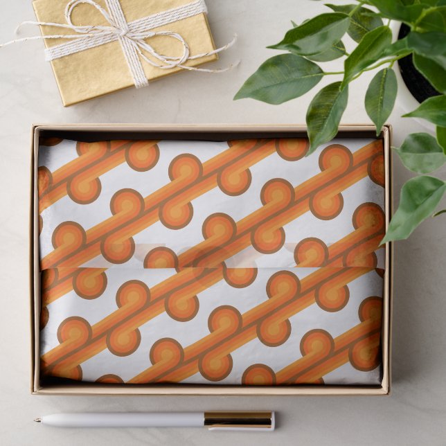 Papier Mousseline Chic Retro Funky Abstrait Waves Art Motif (Cadeau)