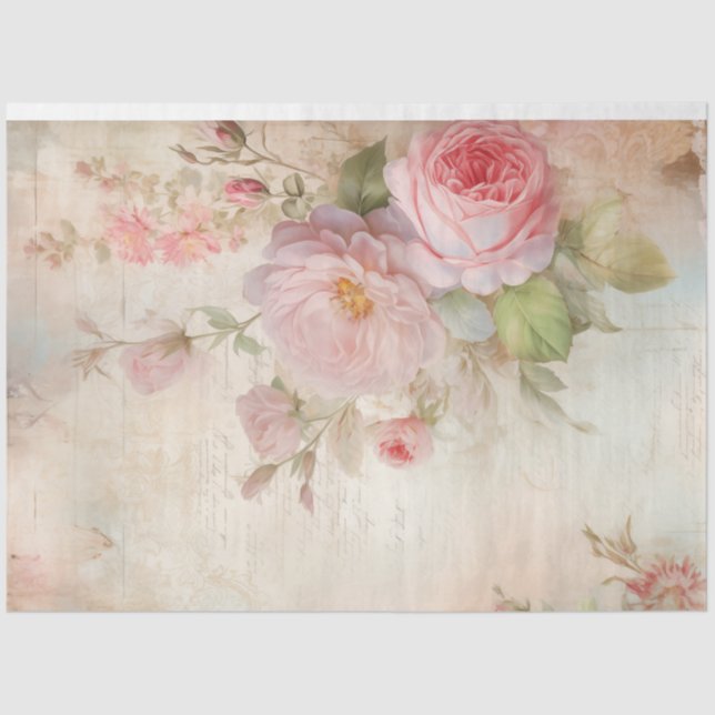 Papier Mousseline Chic shabby chic blush anglais éphemera rose (Recto)