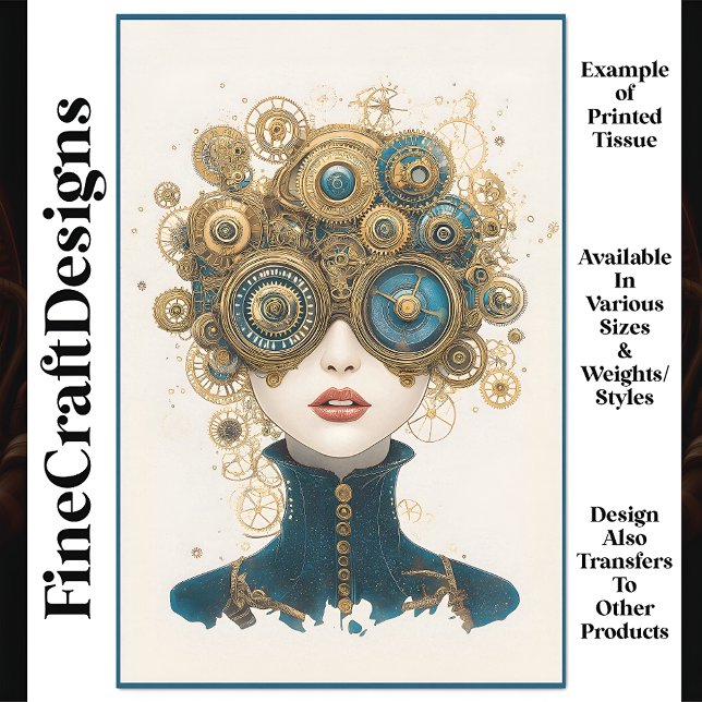 Papier Mousseline Chic Steampunk Portrait Femme N8 Découpage (Créateur téléchargé)