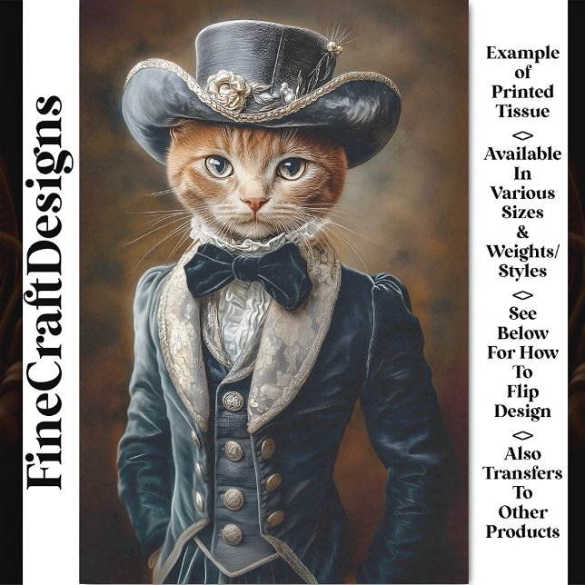 Papier Mousseline Chic Tabby Chat Grey Vêtements Victoriens CF6 Déco (Créateur téléchargé)