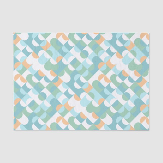 Papier Mousseline Chic Turquoise bleu vert cercles Art Motif (Recto)