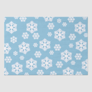 Papier Mousseline Chic White Snowflakes Motif nordique sur Ice Blue