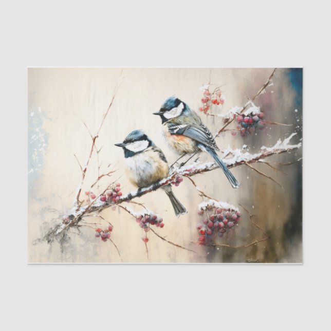 Papier Mousseline Chickadee d'hiver (Recto)