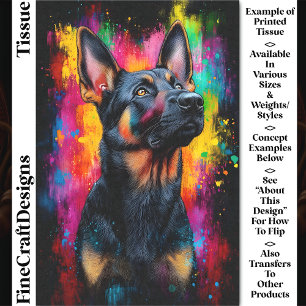 Papier Mousseline Chien berger allemand Pop Art coloré CS7 Découpage