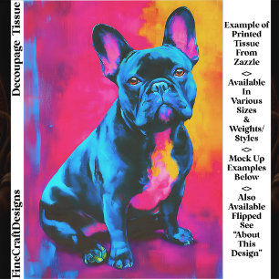 Papier Mousseline Chien Bouledogue Français Coloré Pop Art EP6R Déco