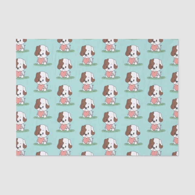 Papier Mousseline Chien Chien Chien Avec Un Coeur (Recto)