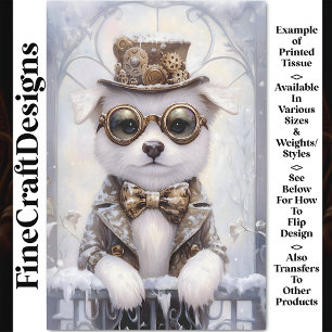 Papier Mousseline Chien Chien Chien Blanc De Steampunk Dans La Neige
