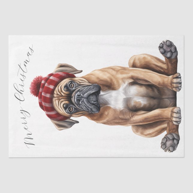 Papier Mousseline Chien chiot de Noël (Recto)