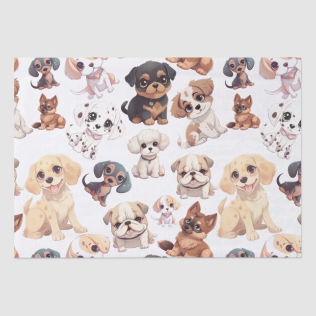 Papier Mousseline Chien chiot mignon (Recto)