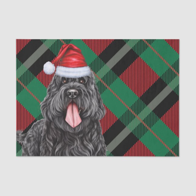 Papier Mousseline Chien de Terrier russe noir plaqué Noël (Recto)
