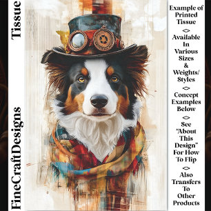 Papier Mousseline Chien élégant Steampunk, Haut-de-forme, Écharpe DB