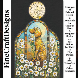 Papier Mousseline Chien et marguerites, verre coloré Y8 Découpage