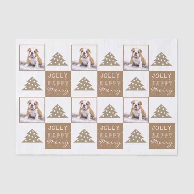 Papier Mousseline Chien mignon Chiot Tapis Animal Typographie Arbre  (Recto)
