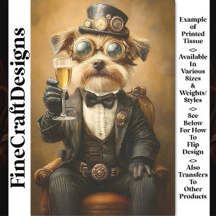 Papier Mousseline Chien mignon `En Costume Toasting Chevaux AH3O Dec