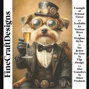 Papier Mousseline Chien Mignon `En Costume Trinquons Tcheers AH3Z Dé