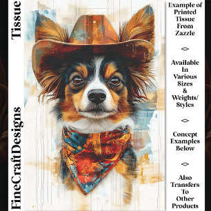 Papier Mousseline Chien Papillon Occidental Rustique, Chapeau DD9 Dé