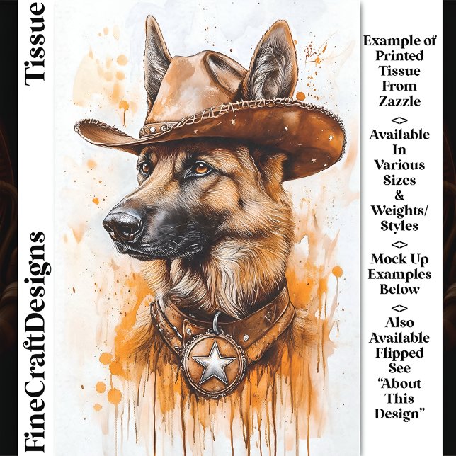 Papier Mousseline Chien shérif allemand Cowboy Sheriff DP2L Découpag (Créateur téléchargé)