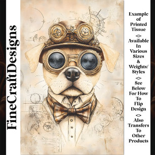 Papier Mousseline Chien Steampunk Mignon, Découpage de Blueprint Sép