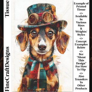 Papier Mousseline Chien Steampunk Victorien avec Haut-de-Forme DA9 D
