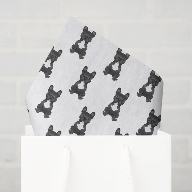 Papier Mousseline Chien-taureaux Français Noir Et Blanc / Motif Fran (Sac cadeau)